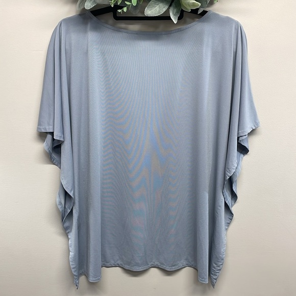 NWOT Bob Mackie Wearable Art Gray Floral Blouse Short Sleeve Kaftan M - Picture 2 of 12